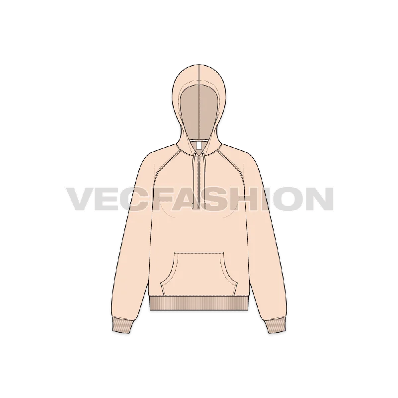 Factory Direct Sale Women's Raglan Sleeve Hoodie With Half Zip