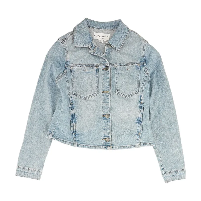 Super Sale Blue Solid Denim Jacket